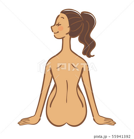 裸で座る女性 美容イメージのイラスト素材