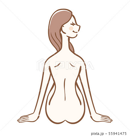 裸で座る女性のイラスト 美容イメージのイラスト素材