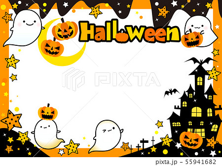 ハロウィン Halloween 可愛いおばけたちの楽しいハロウィンパーティフレーム飾り枠のイラスト素材 55941682 Pixta