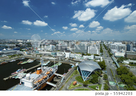 名古屋港ポートビルからの眺め　+　名古屋駅前都心風景 55942203