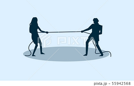 Pulling Rope Young Man And Woman Together Vector By sevector