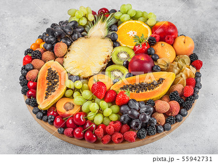 Fresh raw organic summer berries and exotic fruits 55942731