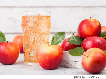 Glass of homemade organic apple cider with fresh 55942750