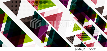 Banner with multicolored mosaic triangle geometric design on white background. Abstract texture Banner with multicolored mosaic triangle geometric design on white background. Abstract texture 55943090