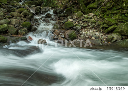 たくさんの石と奥十曽渓谷の清流 55943369