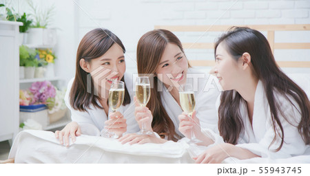 asian women friend have champagne asian women friend have champagne 55943745