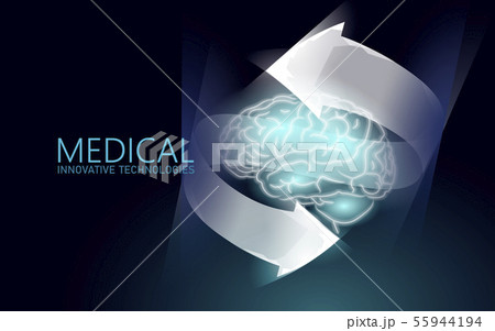Brain treatment low poly 3D render. Drug nootropic human ability stimulant smart mental health 55944194