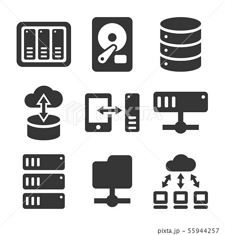 Networking File Share And Nas Server Icons Set のイラスト素材