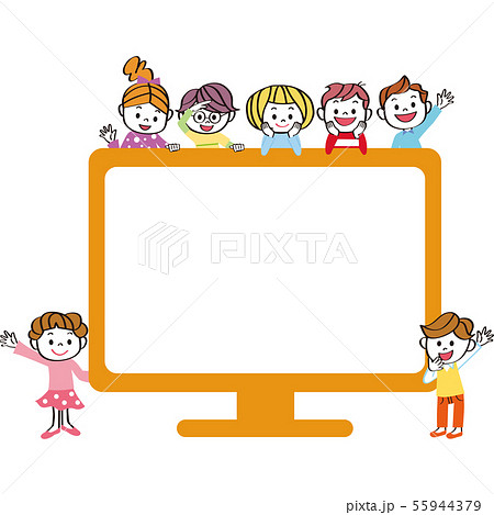 パソコン　子供達　コピースペース 55944379