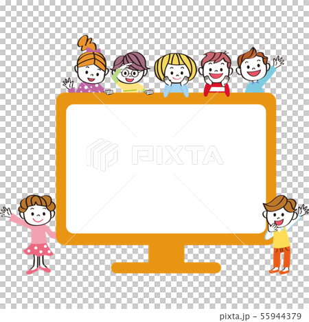 パソコン　子供達　コピースペース 55944379