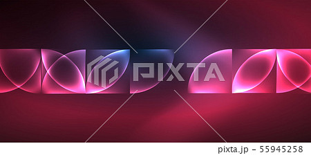 Colorful blue neon shape round triangle in modern style on light background. Dark space, futuristic 55945258