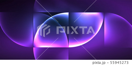 Colorful blue neon shape round triangle in modern style on light background. Dark space, futuristic 55945273