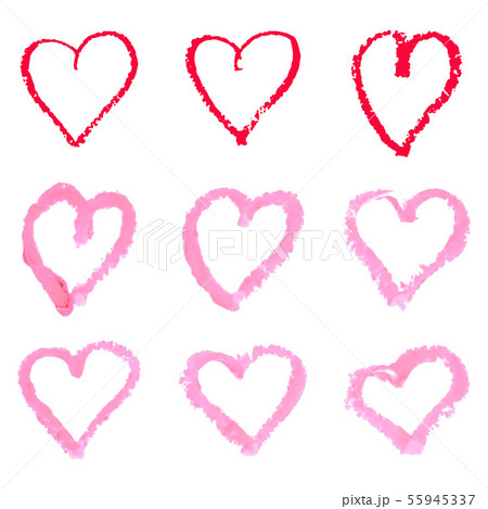 Vector hand-painted ink illustration with hearts. Abstract backg 55945337