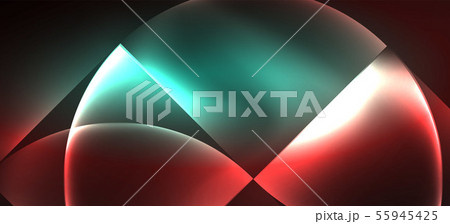 Dynamic lines and shapes, glass neon glowing effect. Modern neon glow geometric shapes, great design 55945425