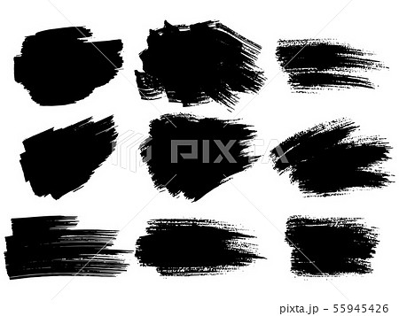 Painted grunge stripes set. Black labels, background, paint text 55945426