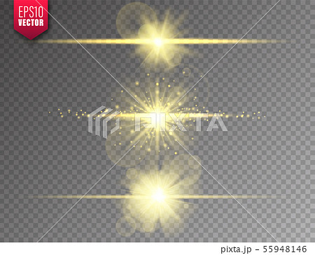 Glowing lights set on transparent background. Lens flare effect. Bright sparkling flash, sunlight Glowing lights set on transparent background. Lens flare effect. Bright sparkling flash, sunlight 55948146