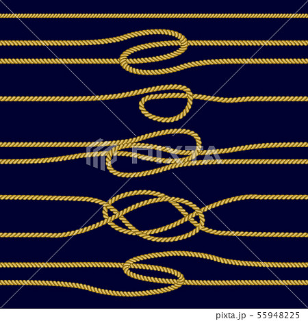 Set of seamless golden cords with loops, knots. Set of seamless golden cords with loops, knots. 55948225
