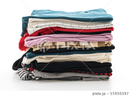 stacks of clothing on white 55950397