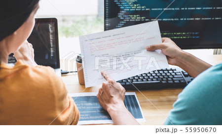 Two professional programmer cooperating and 55950670
