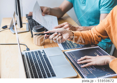 Programmers cooperating at Developing programming 55950672