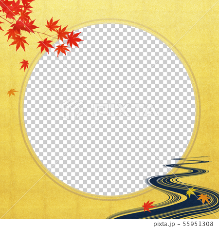 背景 和 和風 和柄 和紙 お月見 紅葉 川 秋のイラスト素材