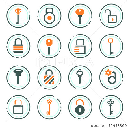 Lock and Key icons set Lock and Key icons set 55953369