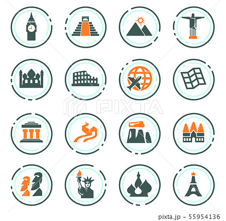 Travel and Wonders icons set 55954136