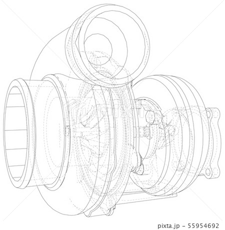 Vector turbocharger isolated. Vector illustration. Tracing illustration of 3d 55954692