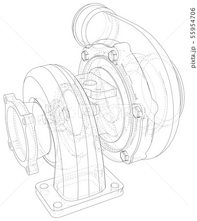 Car Turbocharger line background Isolated. Vector illustration. Tracing illustration of 3d 55954706