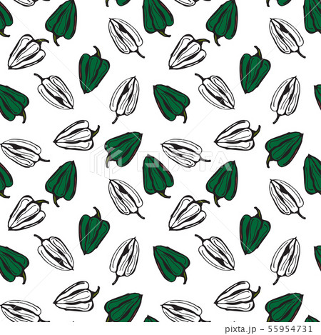 Bell pepper vector seamless pattern. Green and white pepper on white background Bell pepper vector seamless pattern. Green and white pepper on white background 55954731