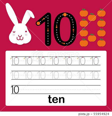 Number ten, card for kids learn to count and write Number ten, card for kids learn to count and write 55954924