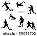 Silhouette of soccer players. Running and jumping. 55955702