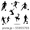 Silhouette of soccer players. Running and jumping. 55955703