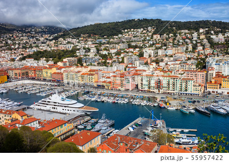 Port Of Nice In France From Aboveの写真素材 [55957422] - PIXTA