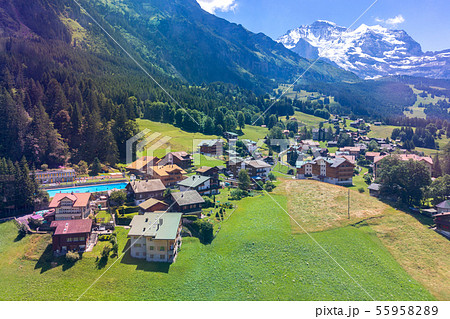 View of the Swiss Alps near the city of Lauterbrunnen. Switzerland. View of the Swiss Alps near the city of Lauterbrunnen. Switzerland. 55958289