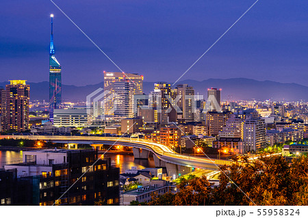 Fukuoka cityscape kyushu sunset Fukuoka cityscape kyushu sunset 55958324