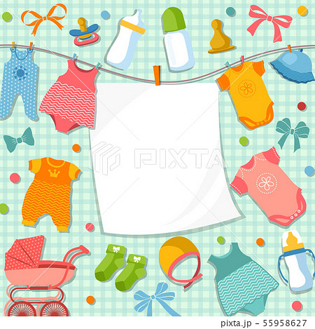 Cute frame for scrapbook new born baby. Funny pictures set for kids 55958627