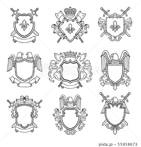 Template Of Heraldic Emblems For Different のイラスト素材