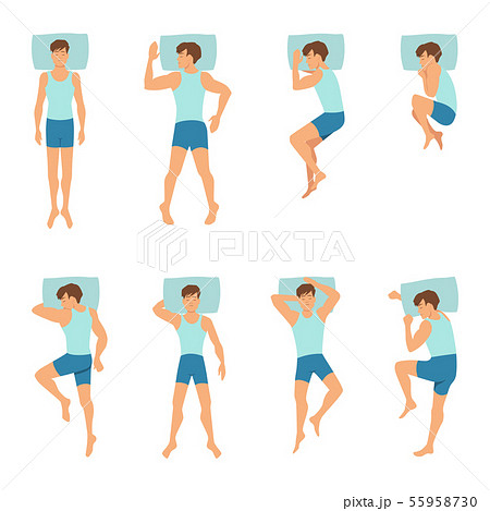 Different Positions Of Sleeping Man Top View のイラスト素材