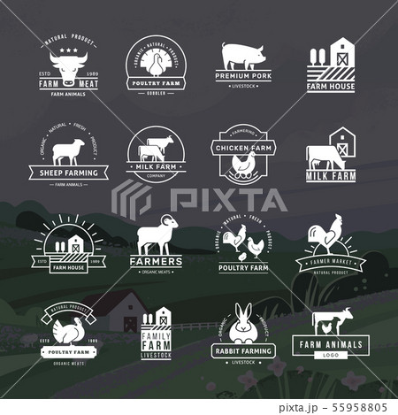 A large collection of vector logos for farmers, grocery stores and other industries. 55958805