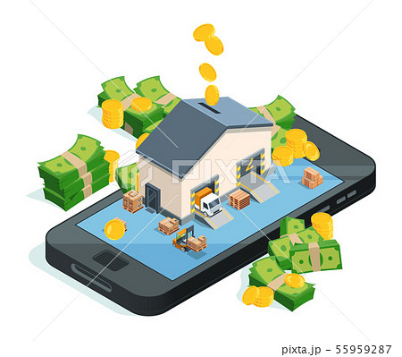 Good idea and money in hands. Vector illustration of business concept 55959287