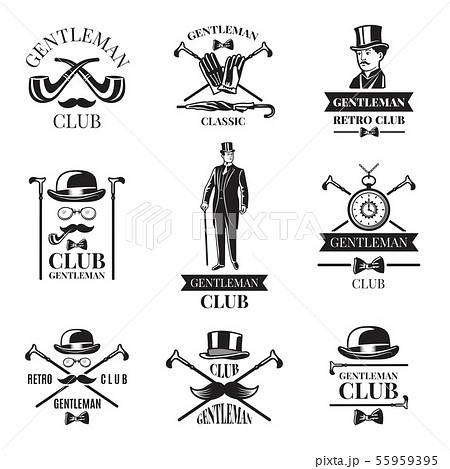 Gentleman Club Vector Badges Setのイラスト素材