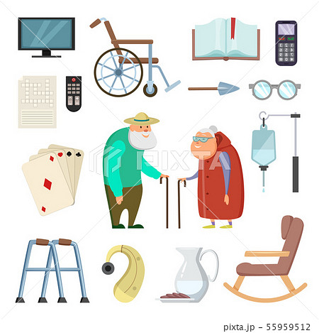 Old couples with different assistants tools for healthy life 55959512