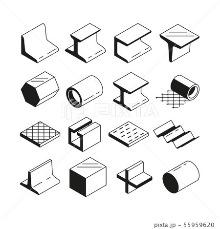 Icons set in monochrome. Metallurgy production. Vector pictures of steel isolate on white 55959620