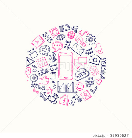 Vector social media hand drawn elements circle 55959627