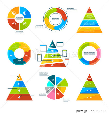 Triangles, pyramids and round elements for infographics 55959628