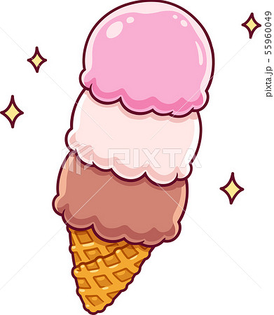 Cartoon Neapolitan ice cream - Stock Illustration [55960049] - PIXTA