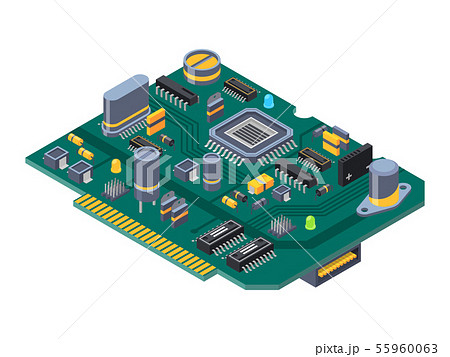 Hardware equipment for computers. Semiconductors, capacitor and chips 55960063