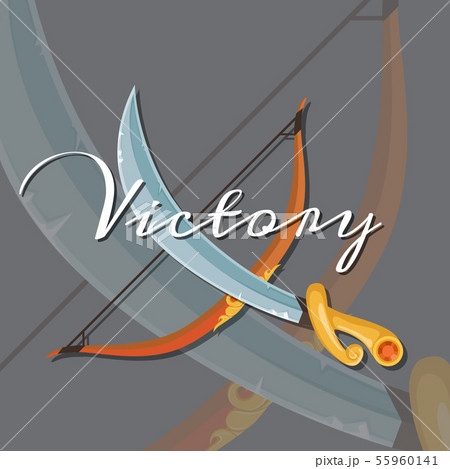 Vector medieval crossed saber and bow Vector medieval crossed saber and bow 55960141