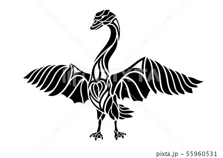 Tattoo Art With Stylized Black Swan Silhouetteのイラスト素材